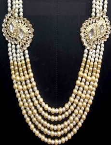 Cream Embellished Multi Layered Mala