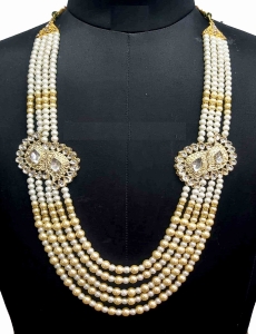 Cream Embellished Multi Layered Mala