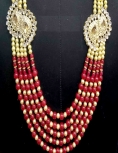 Gold & Maroon Embellished Multi Layered Mala