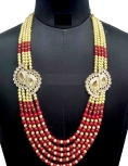 Gold & Maroon Embellished Multi Layered Mala