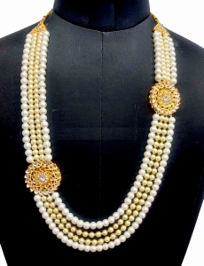 Embellished Multi Layered Mala In Cream