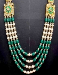 Multi Layered Bead Embellished Mala In Green