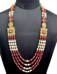 Multi Layered Bead Embellished Mala In Maroon 