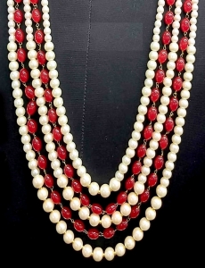  Bead Layered Mala In Maroon 