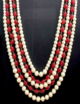  Bead Layered Mala In Maroon 