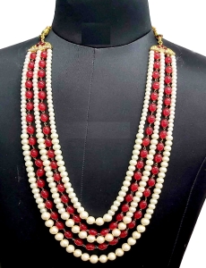  Bead Layered Mala In Maroon 