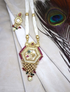 Pure Brass with Rajwadi Polish Multicolor Necklace