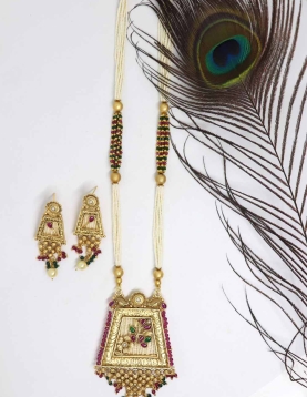 Red and Maroon Pure Brass with Rajwadi Polish Necklace