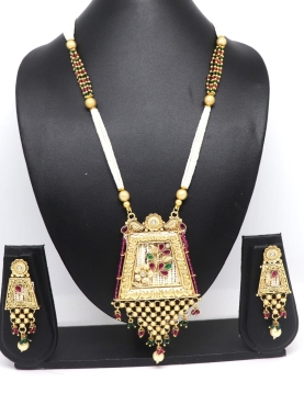Red and Maroon Pure Brass with Rajwadi Polish Necklace