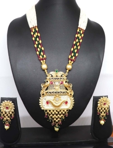Green and Maroon Pure Brass with Rajwadi Polish Necklace