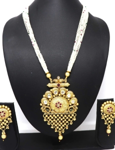 Pure Brass with Stone Rajwadi Polish Necklace