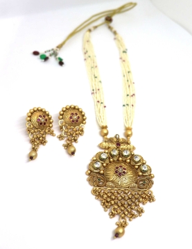 Pure Brass with Stone Rajwadi Polish Necklace