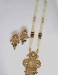 Pure Brass Rajwadi Polish Necklace With Off White Stone