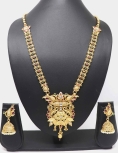 Pure Brass with Rajwadi Polish Necklace With Green and Maroon Stone