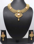 Pure Brass Gold Rajwadi Polish Necklace Peach 