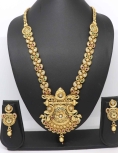 Pure Brass Gold Rajwadi Polish Necklace With Green and Maroon Stone