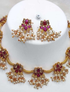 Copper Necklace With Ruby Stone 