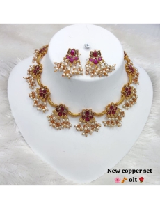Copper Necklace With Ruby Stone 