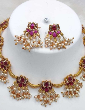 Copper Necklace With Ruby Stone 