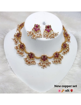 Copper Necklace With Ruby Stone 