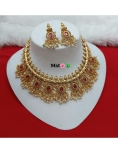 Copper Necklace Set With Ruby Stone 