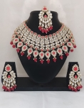 Red Stonework Necklace Set