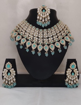 Blue Stonework Necklace Set