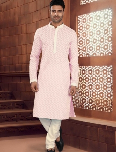 Light Pink Chikankari Kurta Pajama 