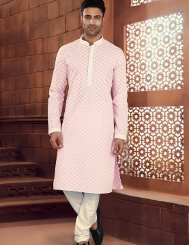 Light Pink Chikankari Kurta Pajama 