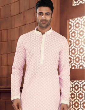 Light Pink Chikankari Kurta Pajama 