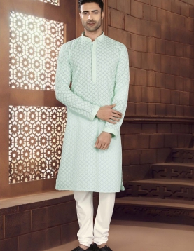 Mint Chikankari Kurta Pajama 