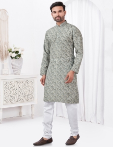 Grey Botanical Print Kurta Set