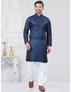 Traditional Navy Blue Kurta Pajama Set 