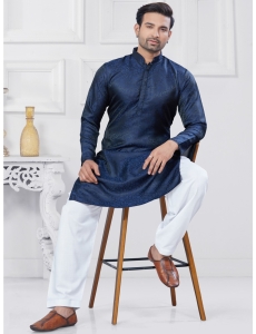 Traditional Navy Blue Kurta Pajama Set 