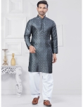 Grey Jacquard Kurta Pajama Set