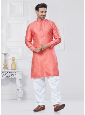 Pink Jacquard Kurta Pajama Set