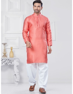 Pink Jacquard Kurta Pajama Set