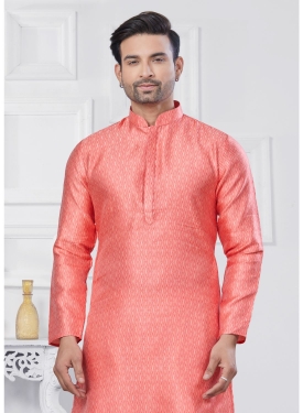 Pink Jacquard Kurta Pajama Set
