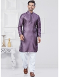 Purple Jacquard Kurta Pajama Set