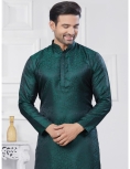Men's Green Jacquard Kurta Pajama Set