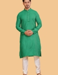 Rama Green Jacquard Kurta Pajama 