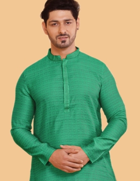Rama Green Jacquard Kurta Pajama 