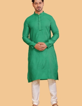 Rama Green Jacquard Kurta Pajama 