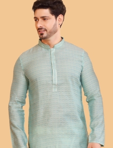 Sea Green Jacquard Kurta Pajama 