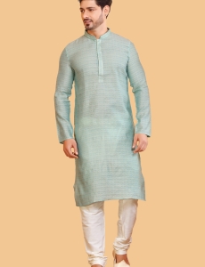 Sea Green Jacquard Kurta Pajama 