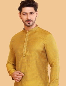 Mustard Jacquard Kurta Pajama 