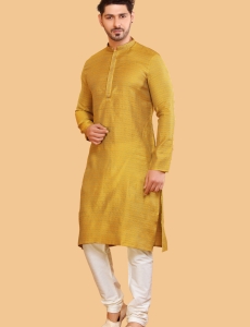 Mustard Jacquard Kurta Pajama 