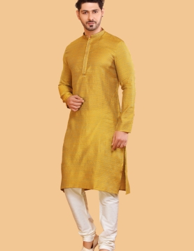 Mustard Jacquard Kurta Pajama 