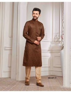 Brown Digital Print Kurta Pajama Set
