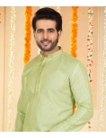 Pista Green Sequence Kurta Pajama Set 